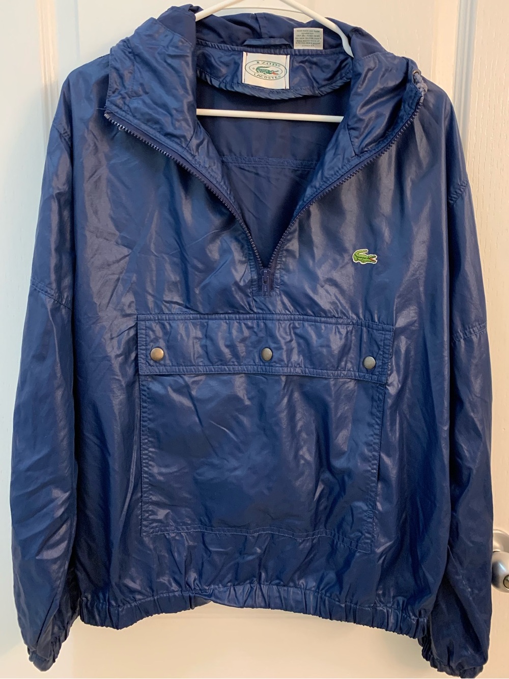 Izod Navy Windbreaker Pullover with Green Croc Logo